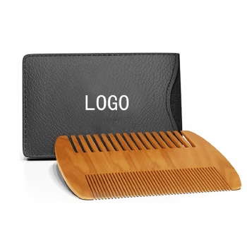 Wooden Beard Comb & Leather Case