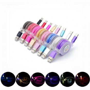 Retractable LED Charging Data Cable