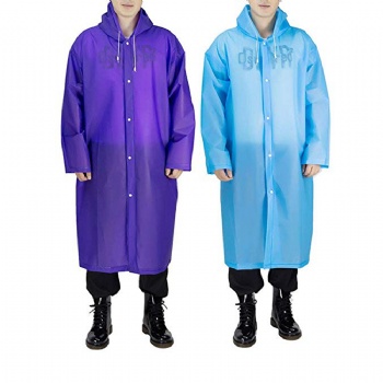 Reusable EVA Raincoat With Drawstring Hood