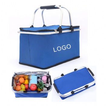 Foldable Insulated Picnic Basket With Lid