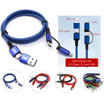 4 in 1 USB Cable 3A Braided Fast Charging