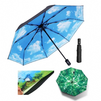 Full Color Printed Double Layer Folding Umbrella UV Protection Automatic Open