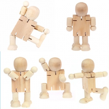 Unfinished Wooden Robot Adjustable Figures