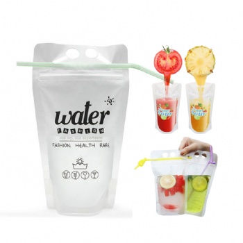 Custom Clear Stand-up Drinking Pouch Bag With Straw