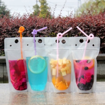 Custom Clear Liquor Bags Drink Pouches with Straw