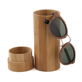 Round Bamboo Sunglasses Case