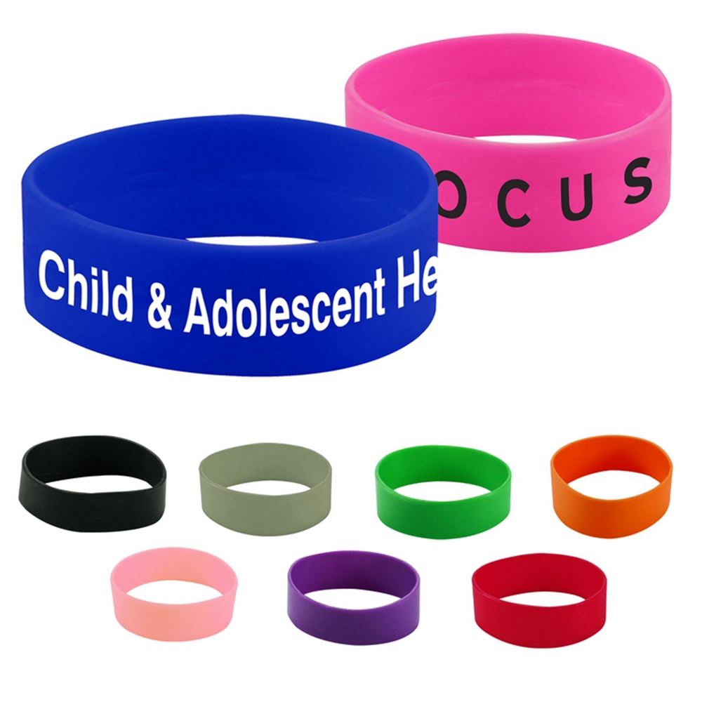Debossed Silicone Bracelets With Color Fill Wide
