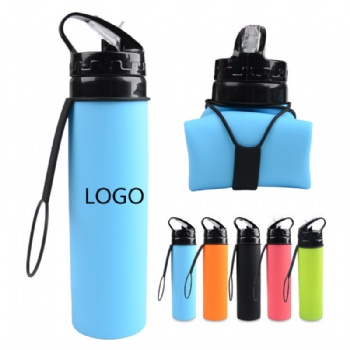 20 oz Collapsible Silicone Water Bottle for Travel and Outdoor Activities
