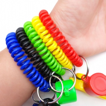 Colorful Plastic Whistle Spring Hand Ring