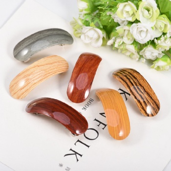 Imitation Wood Grain Acrylic Hair Clip