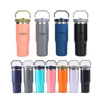 Vacuum-Insulated 30oz Stainless Steel Tumbler with Easy-to-Carry Handle