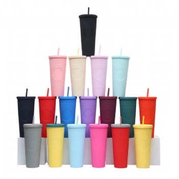 Trendy 24oz Studded Matte Tumbler with Lid & Straw