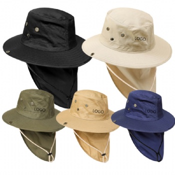 Sun Protection Wide Brim Bucket Hat with Neck Flap