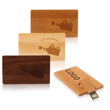 Credit Card Size Bamboo USB Flash Drive 8GB