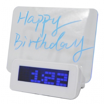 LED Digital Alarm Clock Fluorescent Message Board Clock with a Highlighter
