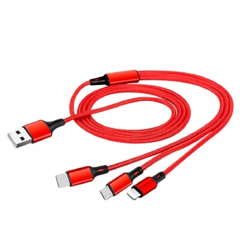 3 in 1 Nylon Braided Multiple cable Charger
